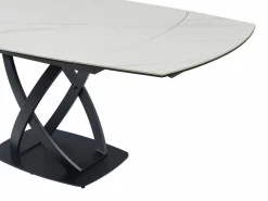Mesa de comedor en cerámica y vidrio templado - Efecto mármol blanco y negro - LIOMELI^Maison Céphy New
