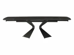 Maison Céphy Mesa Extensible|Mesa de comedor en vidrio templado, cerámica y metal - Efecto mármol - KAJARI