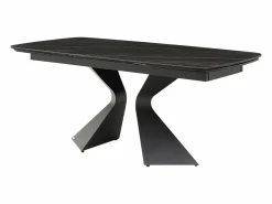 Maison Céphy Mesa Extensible|Mesa de comedor en vidrio templado, cerámica y metal - Efecto mármol - KAJARI