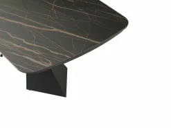 Maison Céphy Mesa Extensible|Mesa de comedor en vidrio templado, cerámica y metal - Efecto mármol - KAJARI