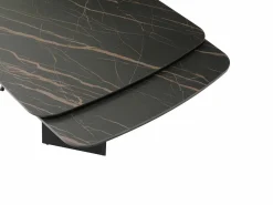 Maison Céphy Mesa Extensible|Mesa de comedor en vidrio templado, cerámica y metal - Efecto mármol - KAJARI