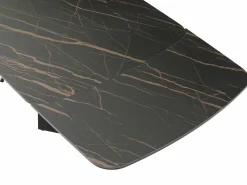 Maison Céphy Mesa Extensible|Mesa de comedor en vidrio templado, cerámica y metal - Efecto mármol - KAJARI