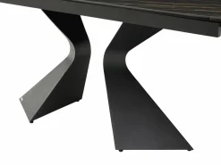 Maison Céphy Mesa Extensible|Mesa de comedor en vidrio templado, cerámica y metal - Efecto mármol - KAJARI