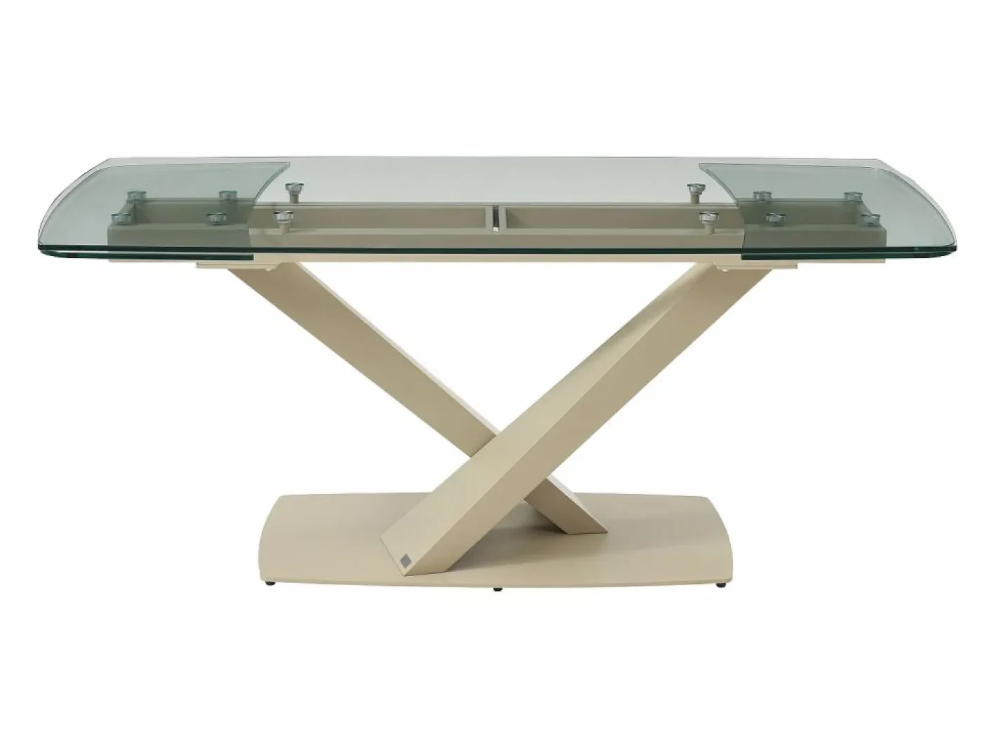 Maison Céphy Mesa Extensible|Mesa De Comedor|Mesa de comedor en vidrio templado y metal - Transparente y beige - MALATA