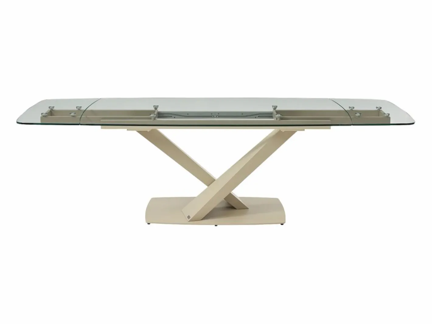 Maison Céphy Mesa Extensible|Mesa De Comedor|Mesa de comedor en vidrio templado y metal - Transparente y beige - MALATA