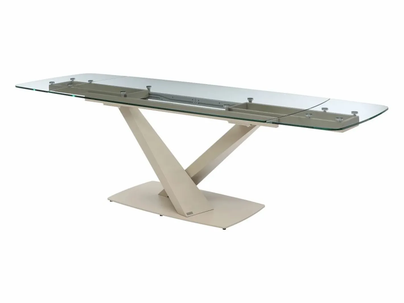 Maison Céphy Mesa Extensible|Mesa De Comedor|Mesa de comedor en vidrio templado y metal - Transparente y beige - MALATA