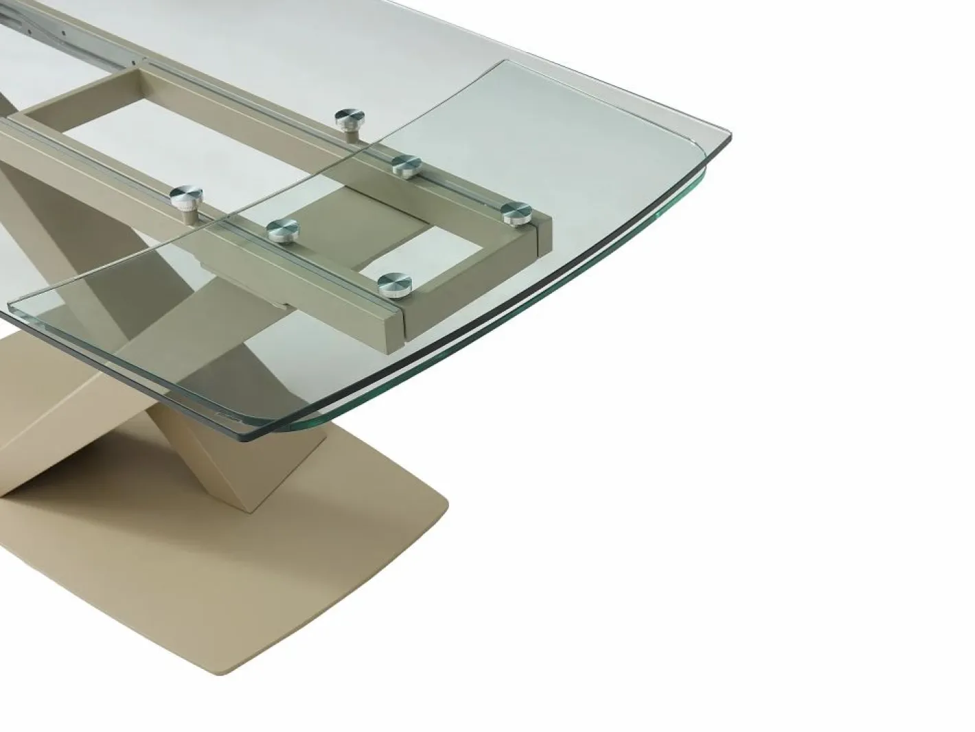 Maison Céphy Mesa Extensible|Mesa De Comedor|Mesa de comedor en vidrio templado y metal - Transparente y beige - MALATA