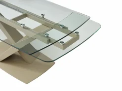 Maison Céphy Mesa Extensible|Mesa De Comedor|Mesa de comedor en vidrio templado y metal - Transparente y beige - MALATA