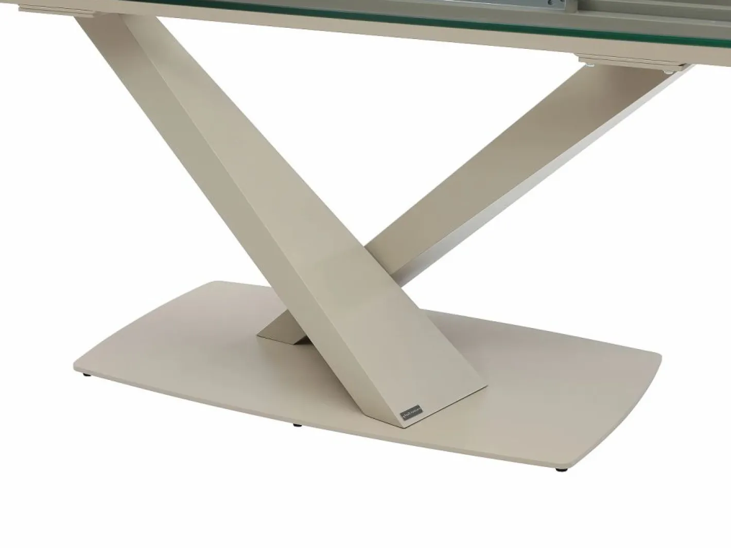 Maison Céphy Mesa Extensible|Mesa De Comedor|Mesa de comedor en vidrio templado y metal - Transparente y beige - MALATA