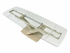 Maison Céphy Mesa Extensible|Mesa De Comedor|Mesa de comedor en vidrio templado y metal - Transparente y beige - MALATA