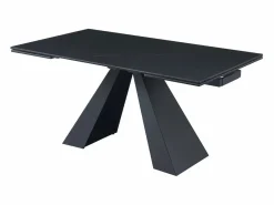 Mesa de comedor en vidrio templado, cerámica y metal - Efecto mármol - LOZIPA^Maison Céphy Sale