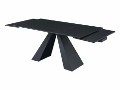 Mesa de comedor en vidrio templado, cerámica y metal - Efecto mármol - LOZIPA^Maison Céphy Sale