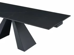 Mesa de comedor en vidrio templado, cerámica y metal - Efecto mármol - LOZIPA^Maison Céphy Sale