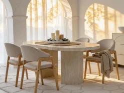 Mesa de comedor extensible 4 a 12 personas de MDF - Efecto travertino - SIDRINA^Vente-unique Best