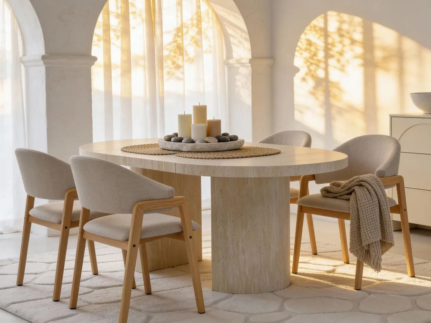 Mesa de comedor extensible 4 a 12 personas de MDF - Efecto travertino - SIDRINA^Vente-unique Best
