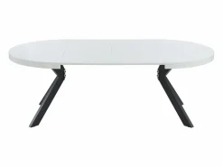 Mesa de comedor extensible 4 a 8 comensales de MDF y acero - blanco lacado y negro - KOMONI^Vente-unique Sale