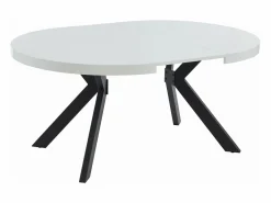 Mesa de comedor extensible 4 a 8 comensales de MDF y acero - blanco lacado y negro - KOMONI^Vente-unique Sale