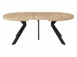 Vente-unique Mesa de comedor extensible 6 a 12 comensales de MDF y acero - Natural y negro - KOMONI Negro / Color natural claro Discount