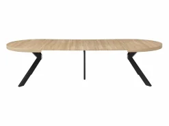 Vente-unique Mesa de comedor extensible 6 a 12 comensales de MDF y acero - Natural y negro - KOMONI Negro / Color natural claro Discount