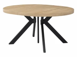 Vente-unique Mesa de comedor extensible 6 a 12 comensales de MDF y acero - Natural y negro - KOMONI Negro / Color natural claro Discount