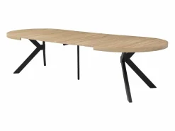 Vente-unique Mesa de comedor extensible 6 a 12 comensales de MDF y acero - Natural y negro - KOMONI Negro / Color natural claro Discount