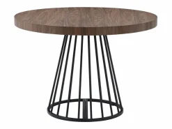 Mesa de comedor extensible 2 a 12 personas en MDF y acero - Marrón oscuro natural y negro - FIRELA^Vente-unique Sale