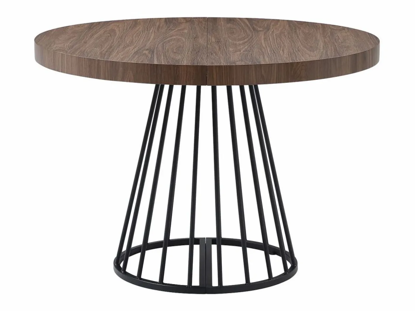 Mesa de comedor extensible 2 a 12 personas en MDF y acero - Marrón oscuro natural y negro - FIRELA^Vente-unique Sale