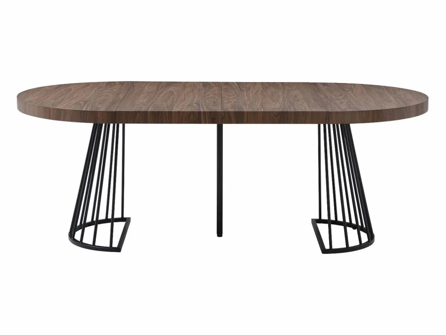 Mesa de comedor extensible 2 a 12 personas en MDF y acero - Marrón oscuro natural y negro - FIRELA^Vente-unique Sale