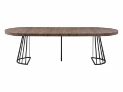 Mesa de comedor extensible 2 a 12 personas en MDF y acero - Marrón oscuro natural y negro - FIRELA^Vente-unique Sale