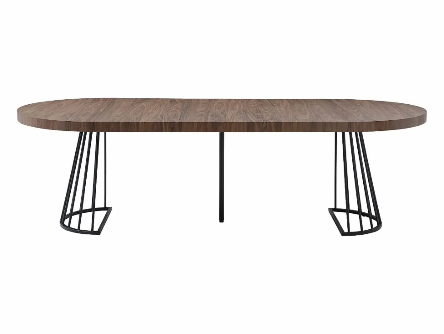 Mesa de comedor extensible 2 a 12 personas en MDF y acero - Marrón oscuro natural y negro - FIRELA^Vente-unique Sale