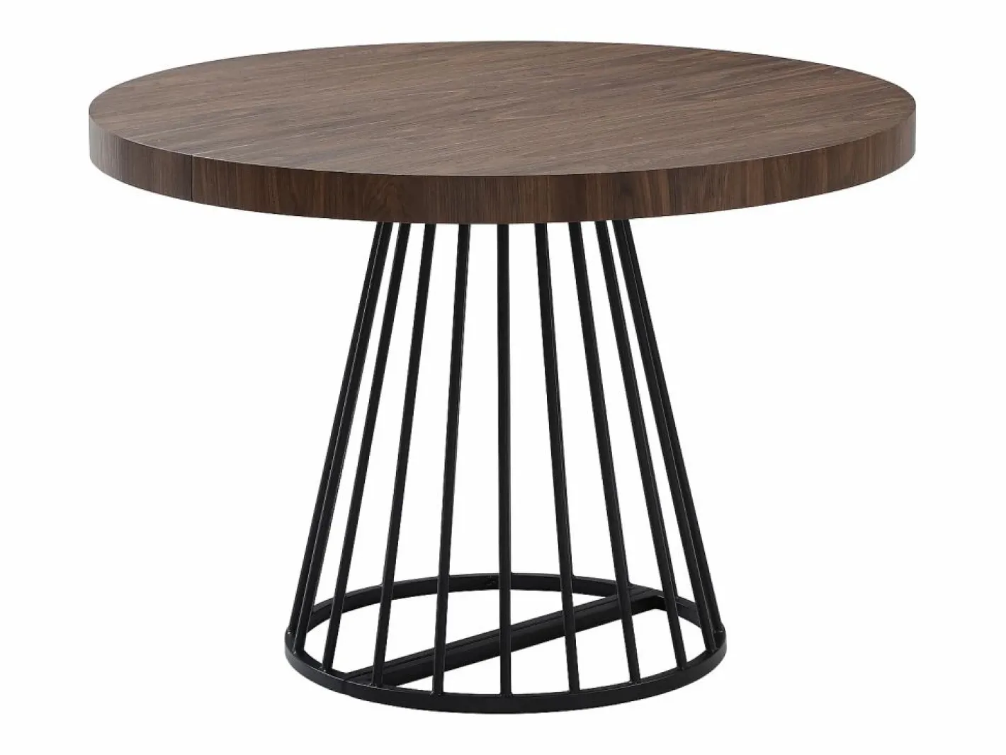 Mesa de comedor extensible 2 a 12 personas en MDF y acero - Marrón oscuro natural y negro - FIRELA^Vente-unique Sale