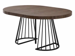 Mesa de comedor extensible 2 a 12 personas en MDF y acero - Marrón oscuro natural y negro - FIRELA^Vente-unique Sale