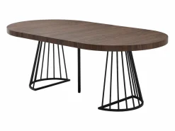 Mesa de comedor extensible 2 a 12 personas en MDF y acero - Marrón oscuro natural y negro - FIRELA^Vente-unique Sale