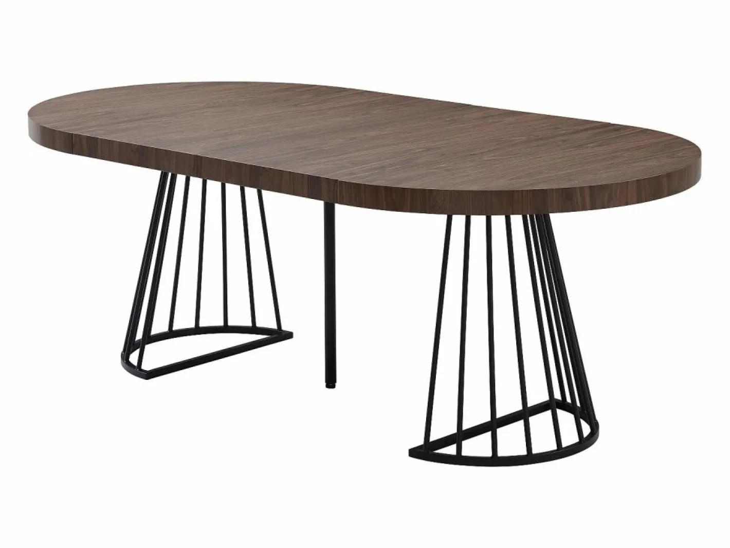 Mesa de comedor extensible 2 a 12 personas en MDF y acero - Marrón oscuro natural y negro - FIRELA^Vente-unique Sale