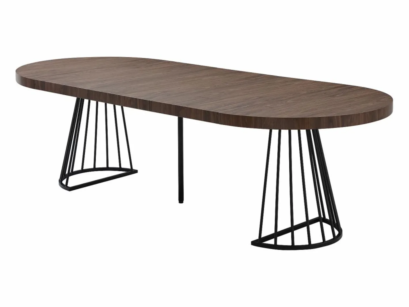 Mesa de comedor extensible 2 a 12 personas en MDF y acero - Marrón oscuro natural y negro - FIRELA^Vente-unique Sale