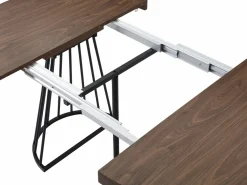 Mesa de comedor extensible 2 a 12 personas en MDF y acero - Marrón oscuro natural y negro - FIRELA^Vente-unique Sale