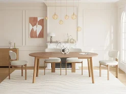 Vente-unique Mesa de comedor extensible para 4 a 8 personas chapado de roble - Natural - MARIZEL Color natural claro Clearance