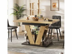 Merax Mesa Extensible|Mesa De Comedor|Mesa de comedor extensible para 6 personas - 110/140 x 80 x 75 cm - para cocina y salón - MDF + metal - natural