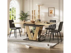 Merax Mesa Extensible|Mesa De Comedor|Mesa de comedor extensible para 6 personas - 110/140 x 80 x 75 cm - para cocina y salón - MDF + metal - natural