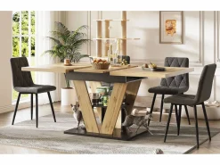 Merax Mesa Extensible|Mesa De Comedor|Mesa de comedor extensible para 6 personas - 110/140 x 80 x 75 cm - para cocina y salón - MDF + metal - natural