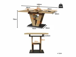 Merax Mesa Extensible|Mesa De Comedor|Mesa de comedor extensible para 6 personas - 110/140 x 80 x 75 cm - para cocina y salón - MDF + metal - natural