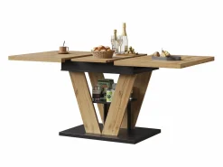 Merax Mesa Extensible|Mesa De Comedor|Mesa de comedor extensible para 6 personas - 110/140 x 80 x 75 cm - para cocina y salón - MDF + metal - natural