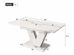 Mesa de comedor extensible - 120/160 x 80 x 75 cm - para 4-6 personas - Patas en forma de V - MDF -^Merax Best