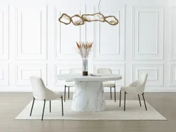 Mesa de comedor extensible de 6 a 12 personas en MDF - Efecto mármol - CLOEVA^Vente-unique New