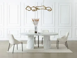 Mesa de comedor extensible de 6 a 12 personas en MDF - Efecto mármol - CLOEVA^Vente-unique New