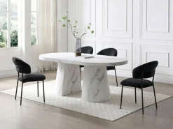 Mesa de comedor extensible de 6 a 12 personas en MDF - Efecto mármol - CLOEVA^Vente-unique New