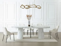 Mesa de comedor extensible de 6 a 12 personas en MDF - Efecto mármol - CLOEVA^Vente-unique New