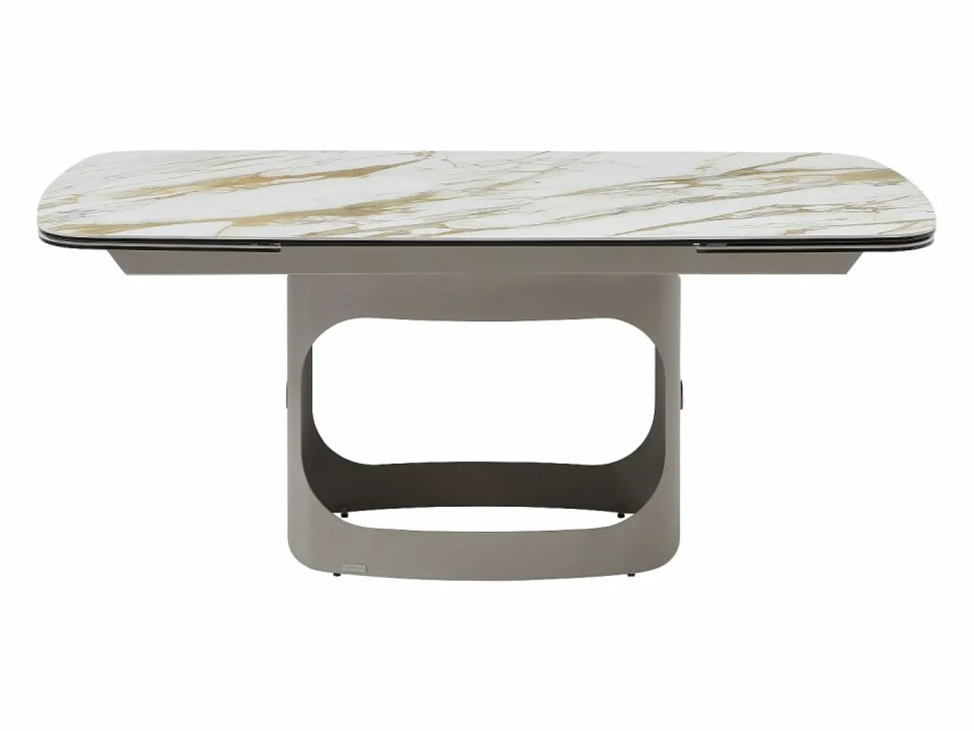 Mesa de comedor extensible 6 a 10 personas en cerámica, cristal templado y metal topo - Efecto mármol - DAVULO de Maison Céphy^Vente-unique New