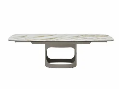 Mesa de comedor extensible 6 a 10 personas en cerámica, cristal templado y metal topo - Efecto mármol - DAVULO de Maison Céphy^Vente-unique New
