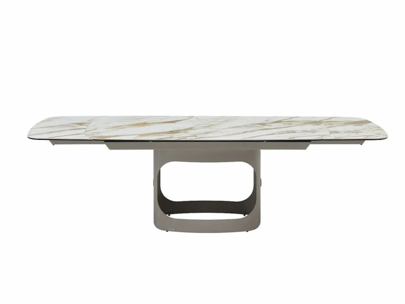 Mesa de comedor extensible 6 a 10 personas en cerámica, cristal templado y metal topo - Efecto mármol - DAVULO de Maison Céphy^Vente-unique New
